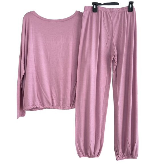 Hale Bob Pink Modal/Spandex Long Sleeve Pajama PJ Set Size Large NEW - Picture 2 of 4